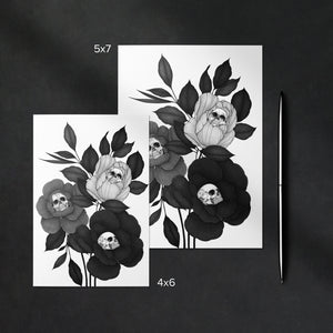 Skull Peonies - Greeting Card