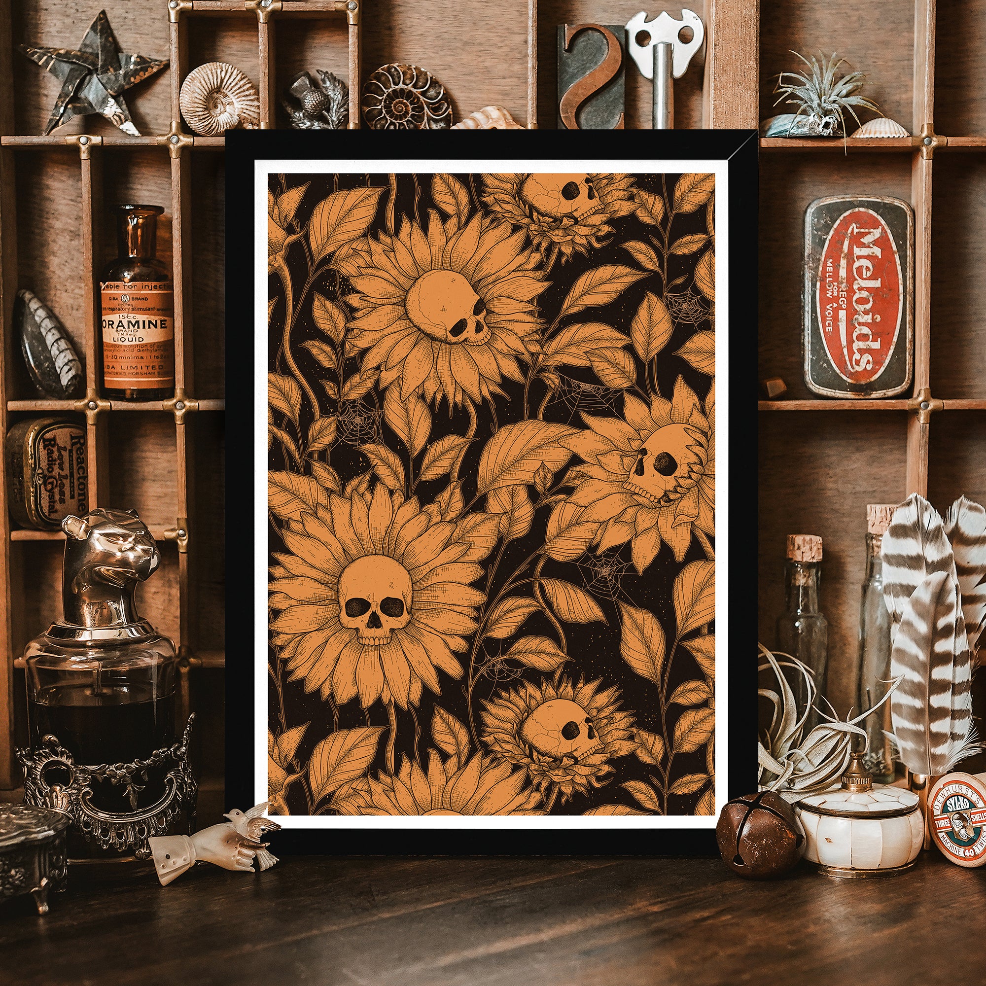 Skullflowers - Framed Giclée Art Print