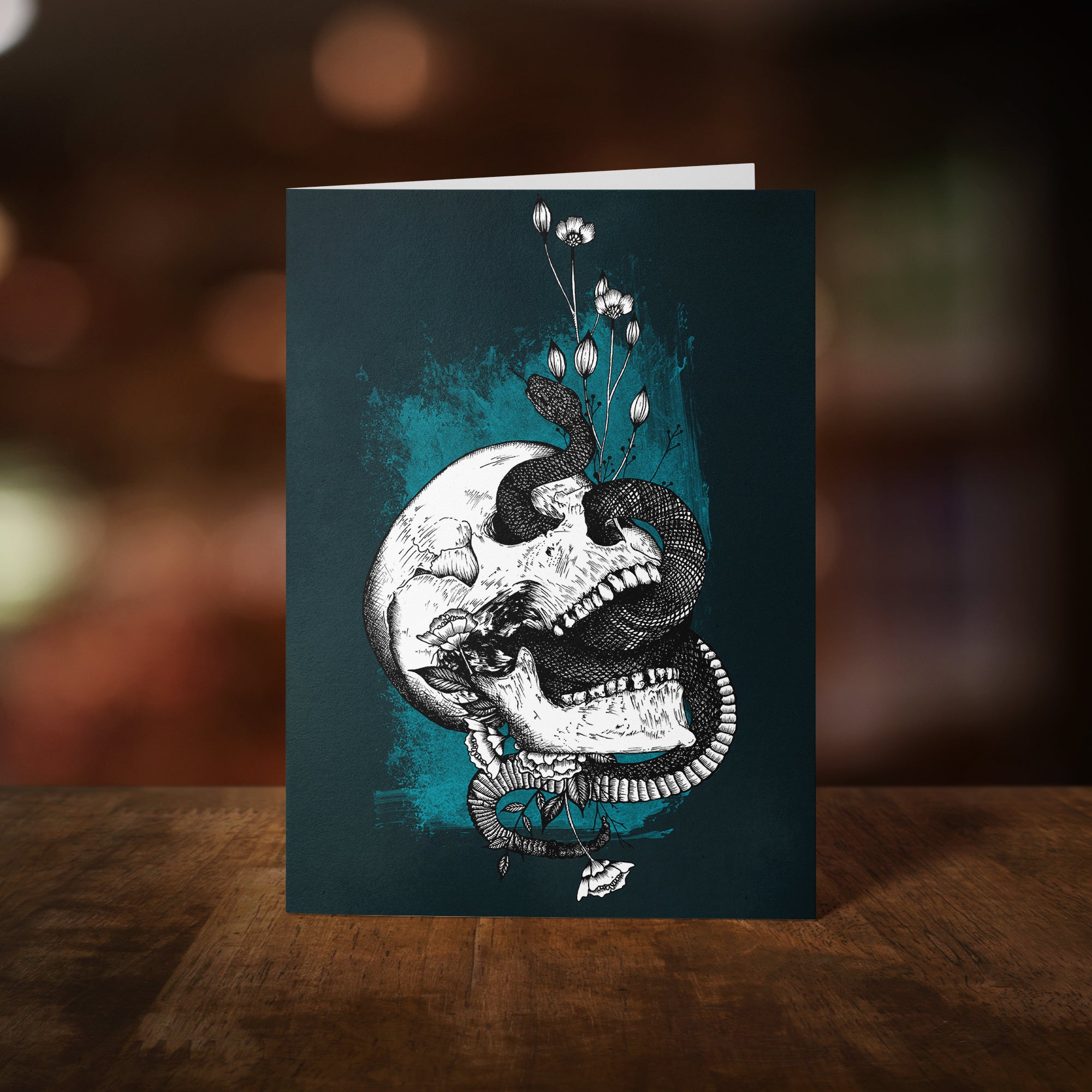 Snake and Skull - Greeting Card