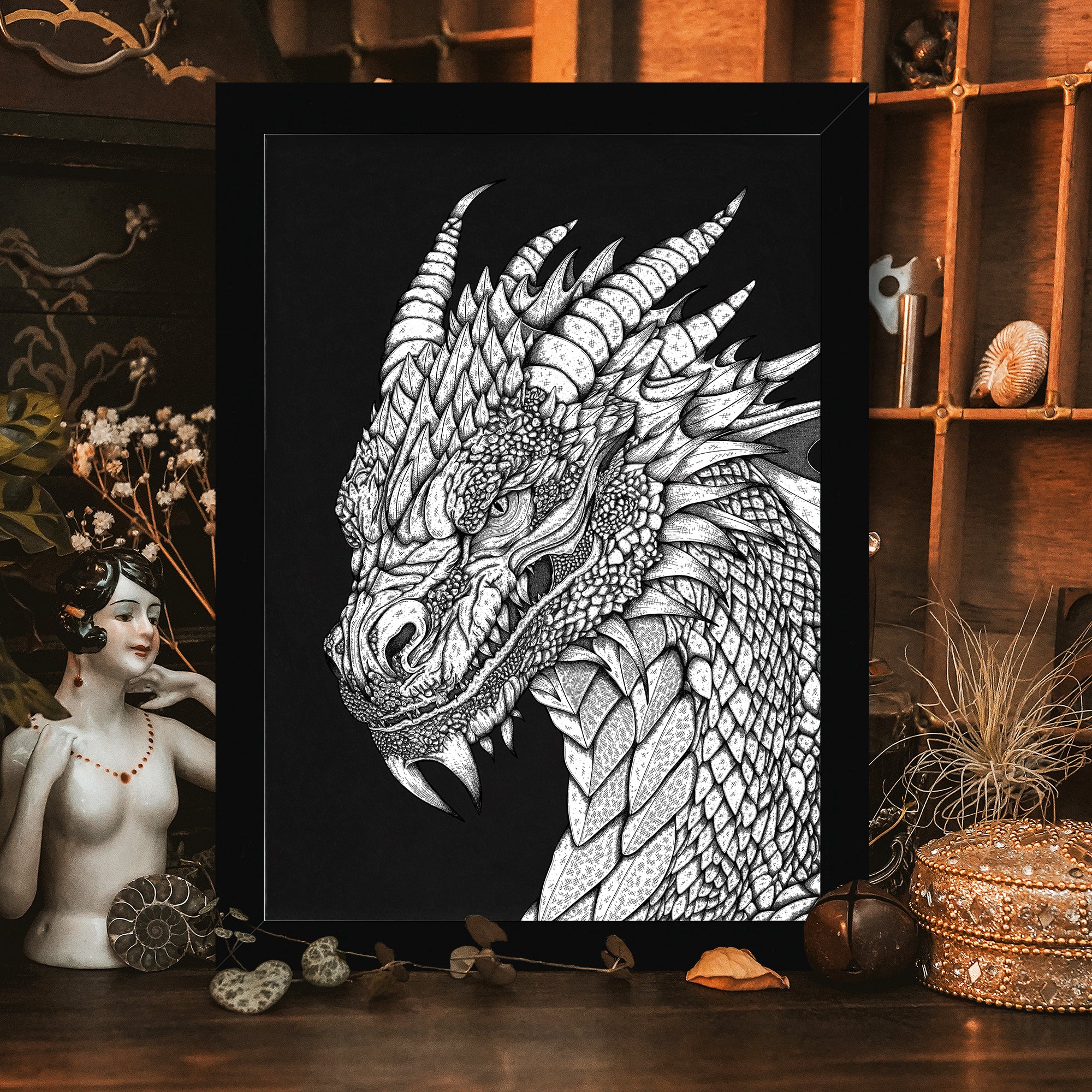 Storm Dragon - Framed Giclée Art Print