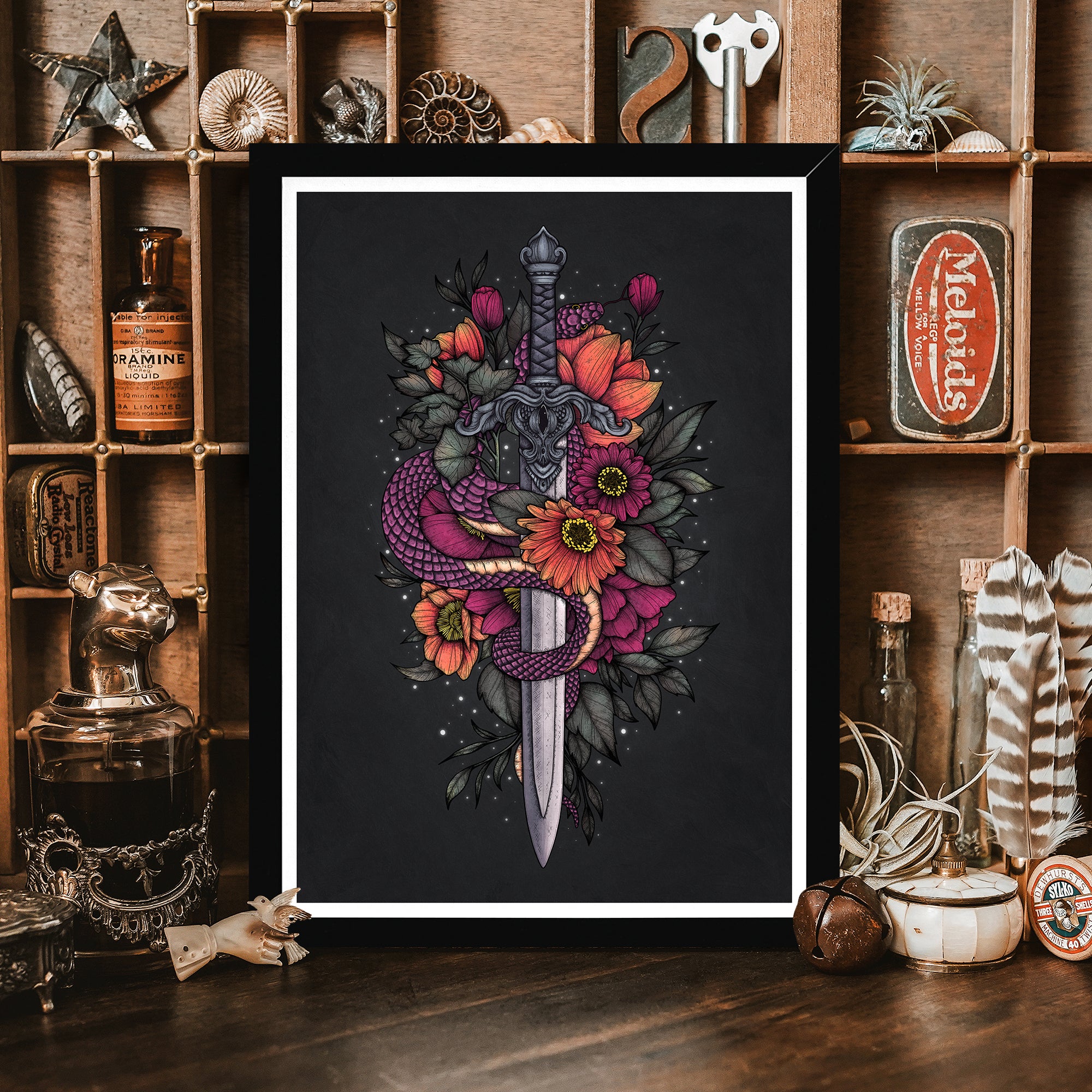 Sword & Serpent - Framed Giclée Art Print