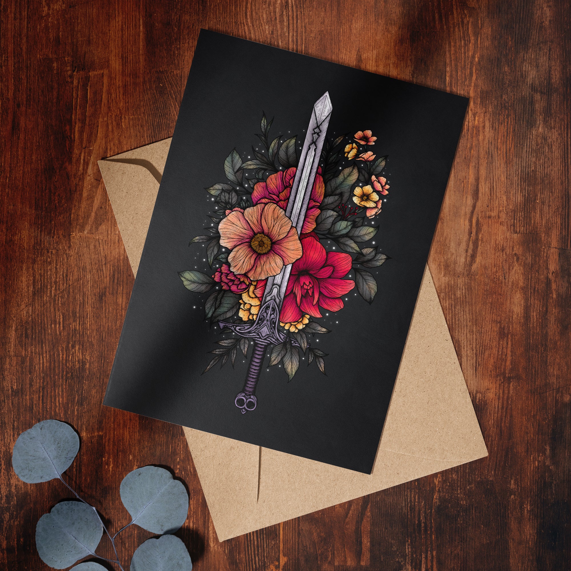 Sword & Blooms - Greeting Card