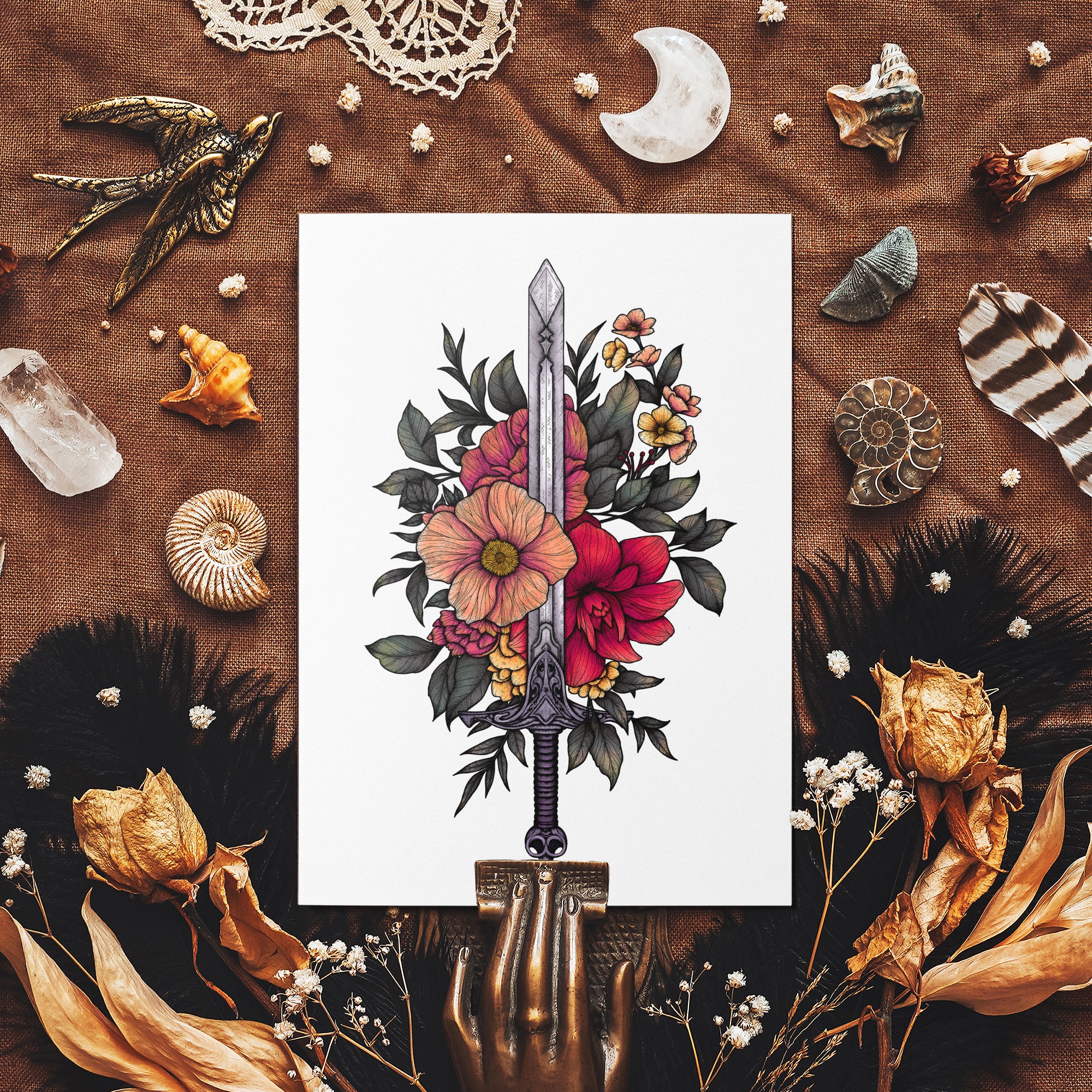 Sword and Blooms - Mohawk Fine Art Postcard