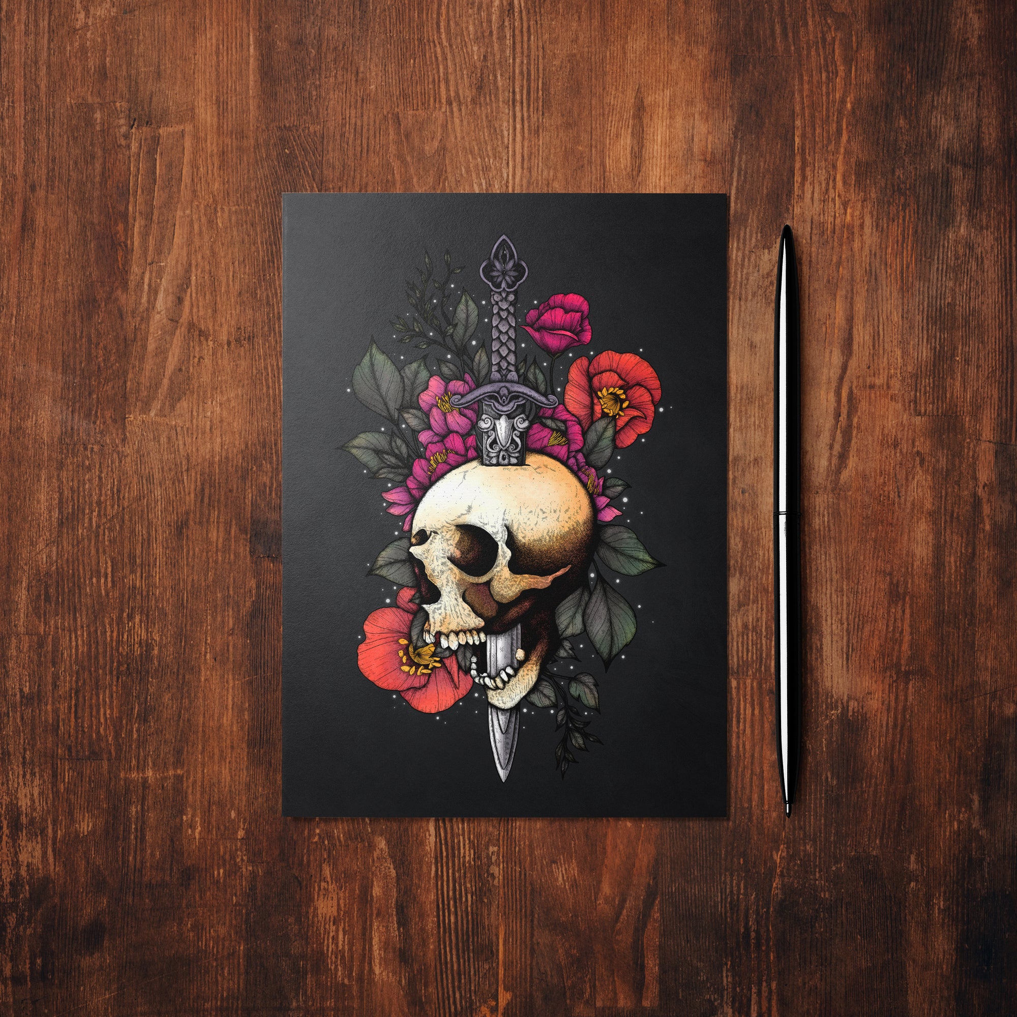 Sword and Skull - Glossy Fine Art Postcard