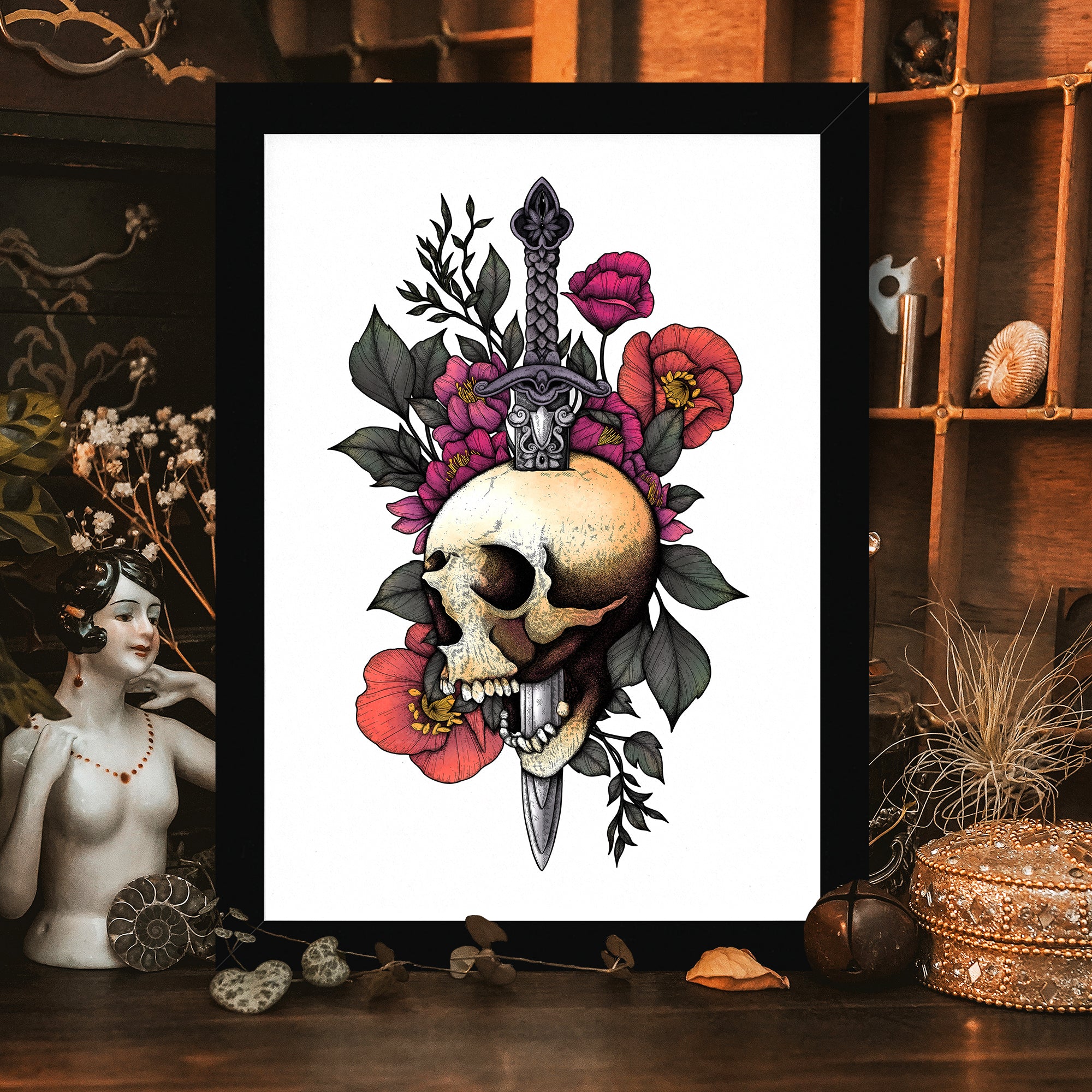 Sword & Skull - Framed Giclée Art Print