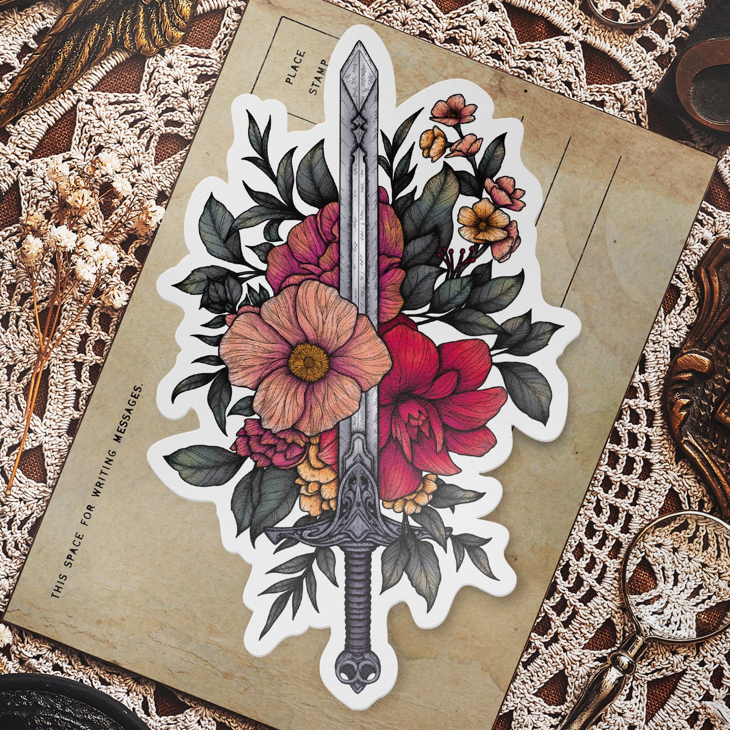 Sword & Blooms - Vinyl Sticker