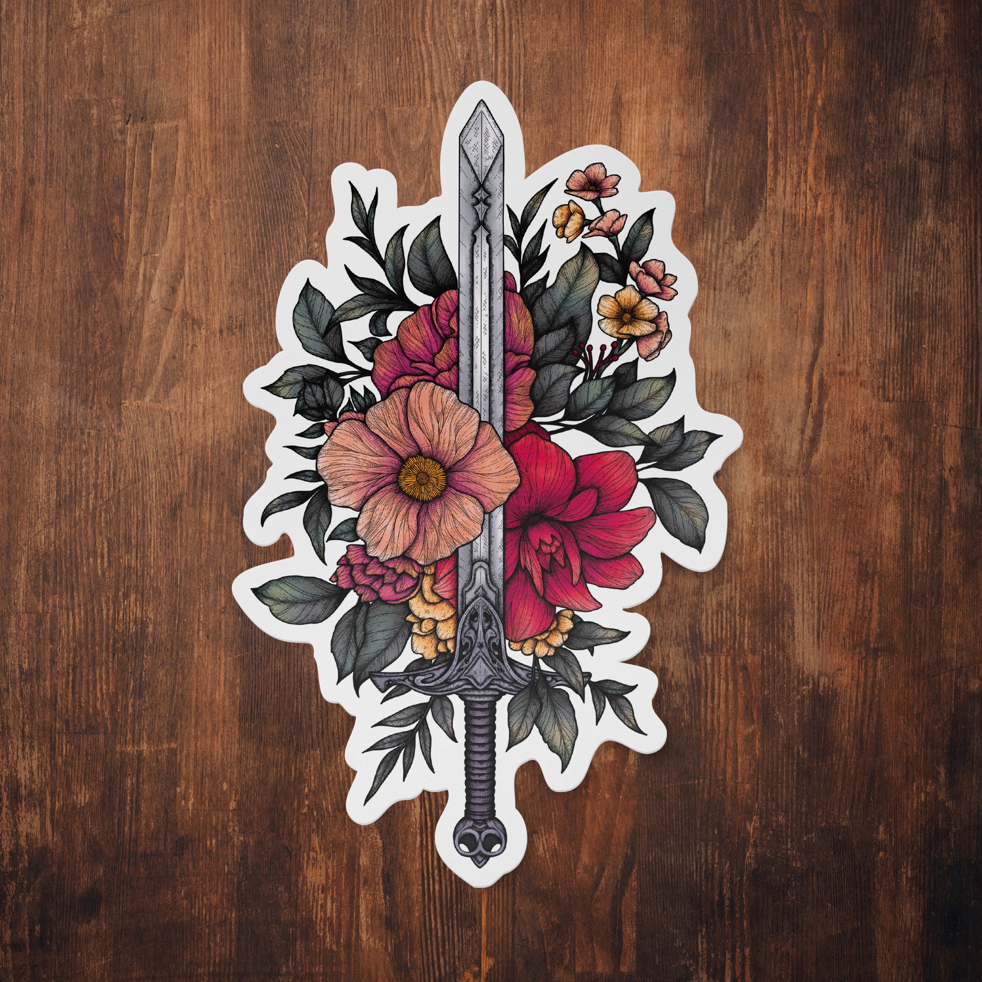 Sword & Blooms - Vinyl Sticker