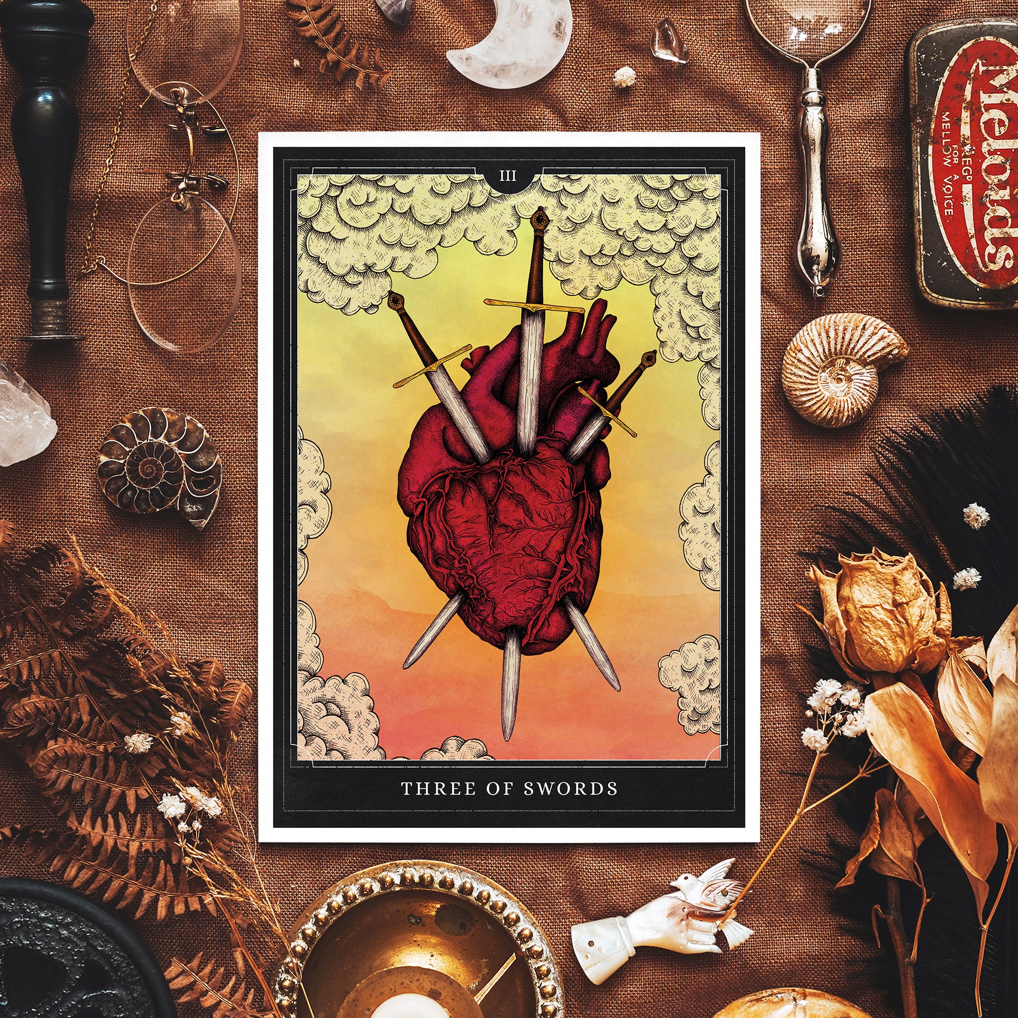 Three of Swords Tarot - Giclée Art Print